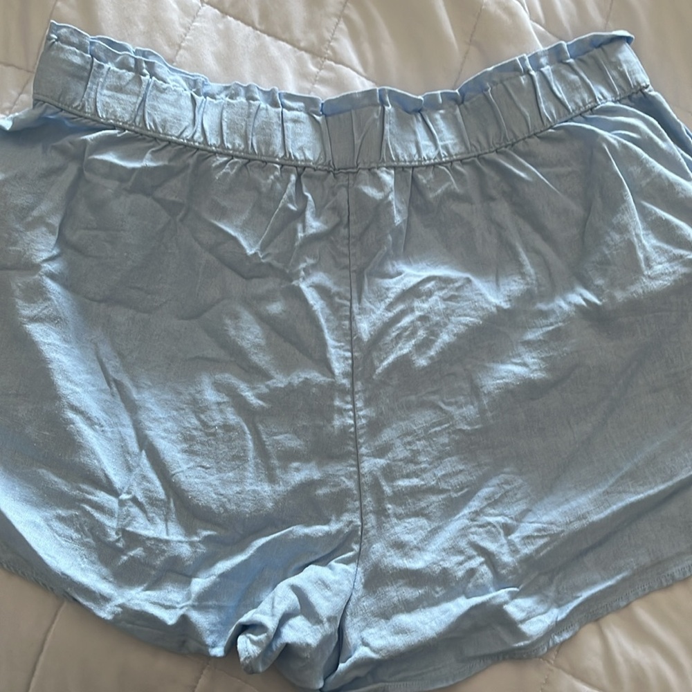 Universal Thread blue chambray Linen shorts X Large with pockets elastic waist - Picture 4 of 4